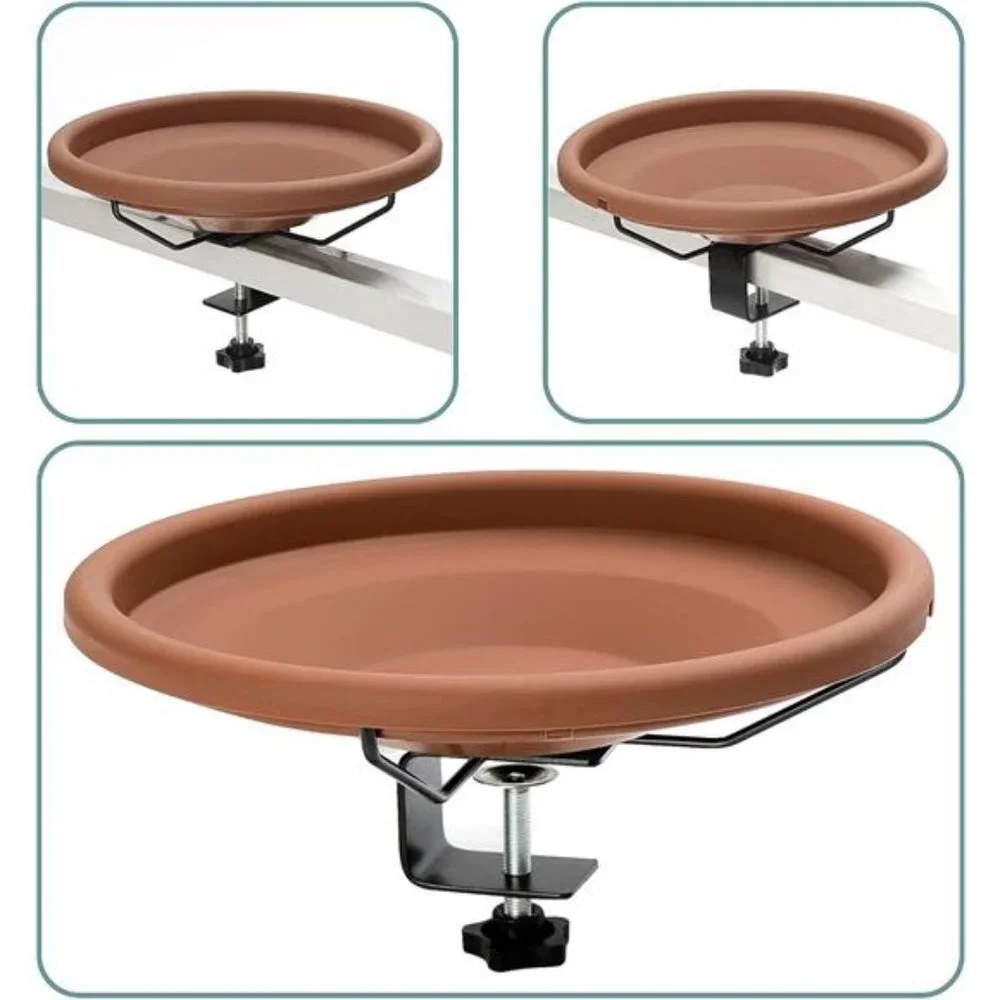 Bird Bath Deck Mounted Bowl 12 Inches, Balcony Railing Birdbaths Unheated